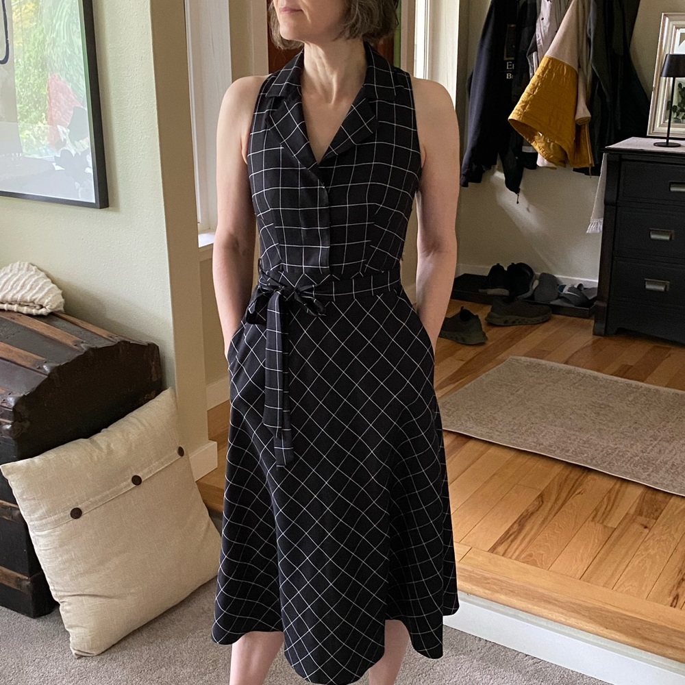 DKNY Black and White Checkered Dress